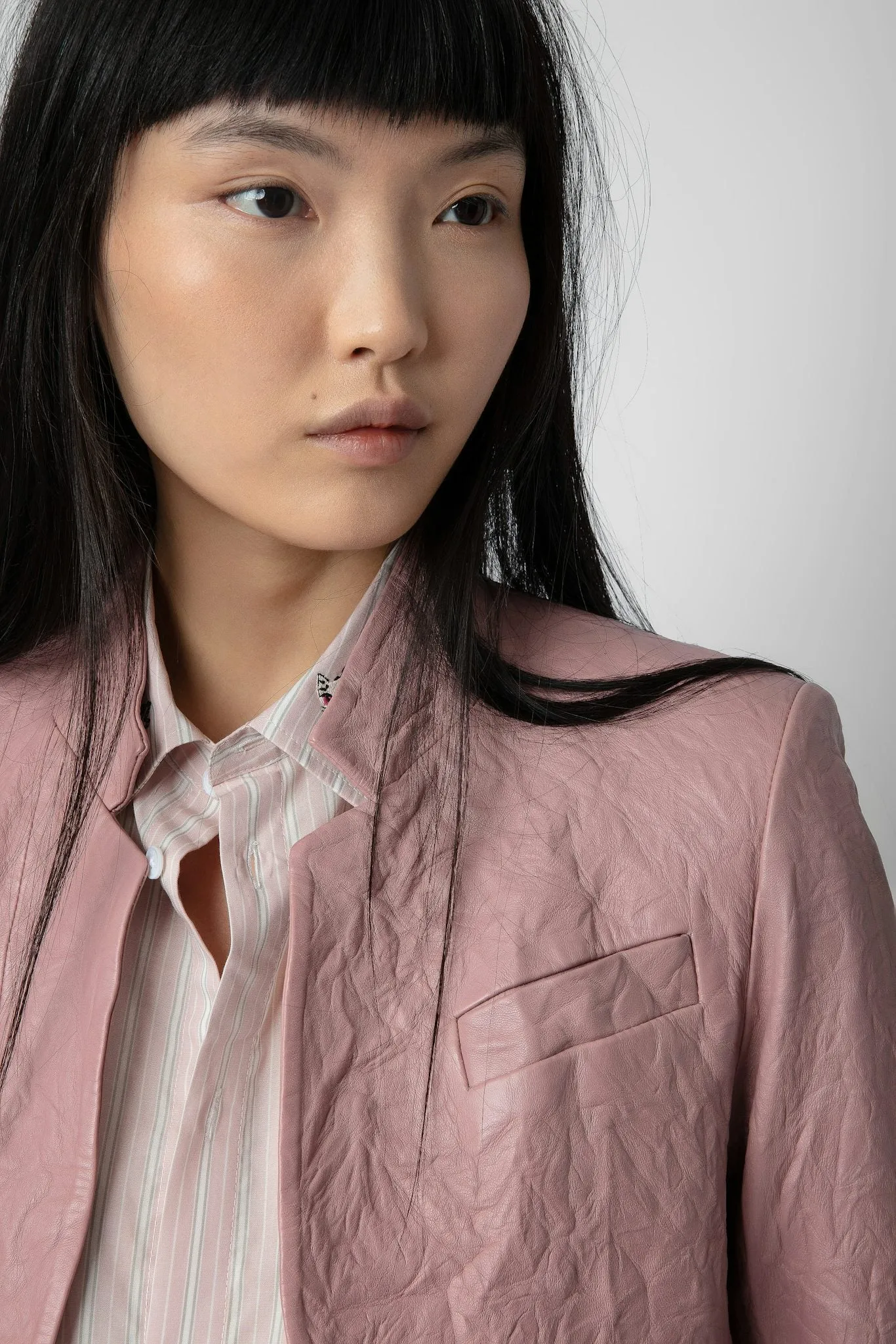 Very Crinkled Leather Blazer Primrose