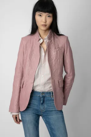 Very Crinkled Leather Blazer Primrose