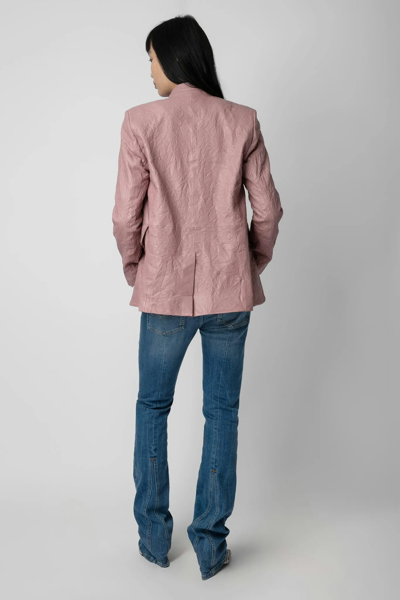 Very Crinkled Leather Blazer Primrose