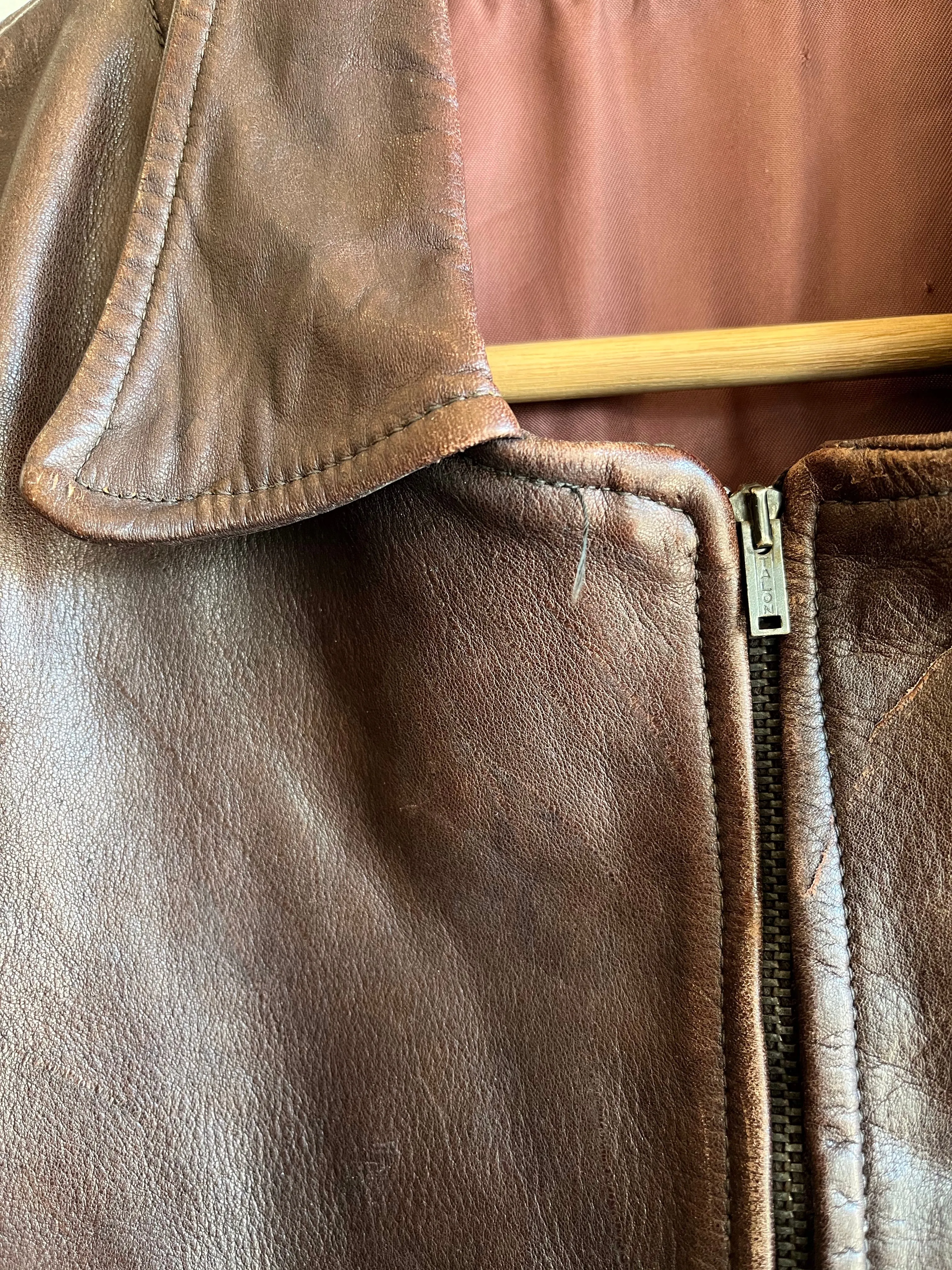 Vintage 1950s Half-Belt Horsehide Cropped Jacket
