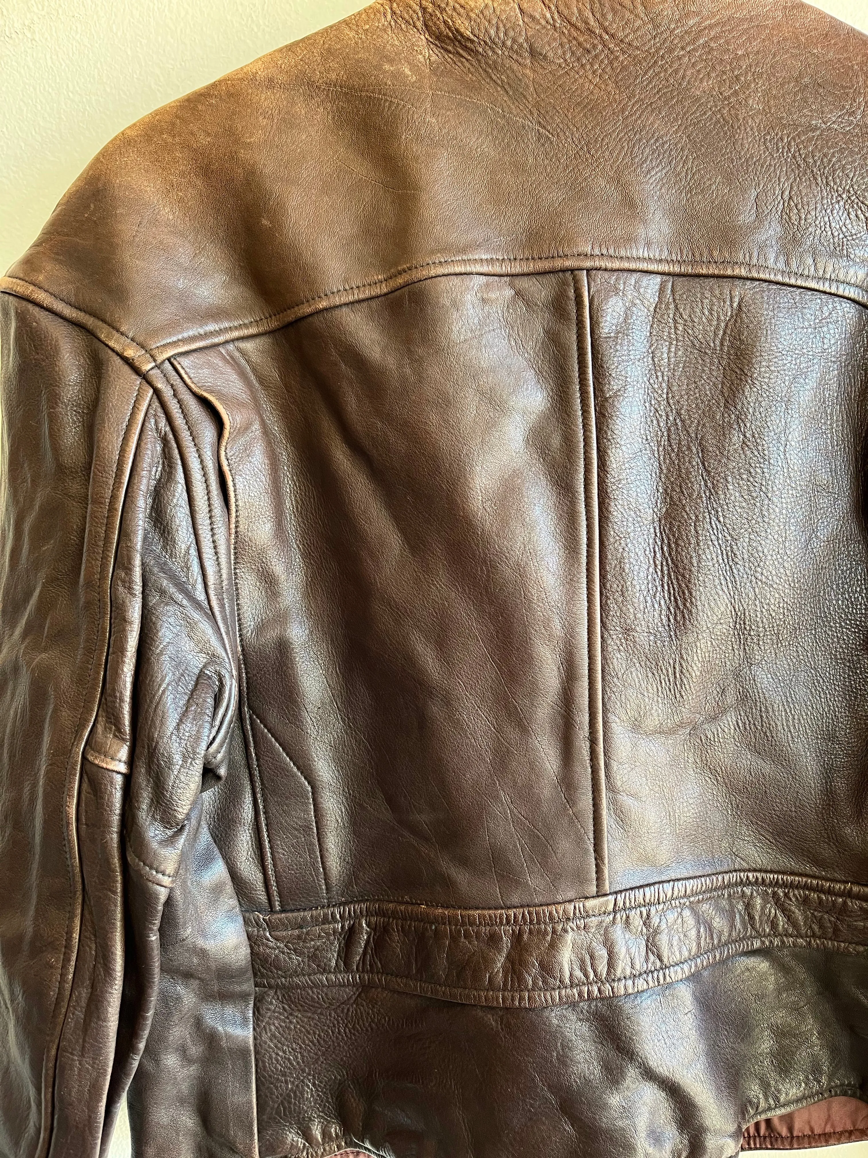 Vintage 1950s Half-Belt Horsehide Cropped Jacket