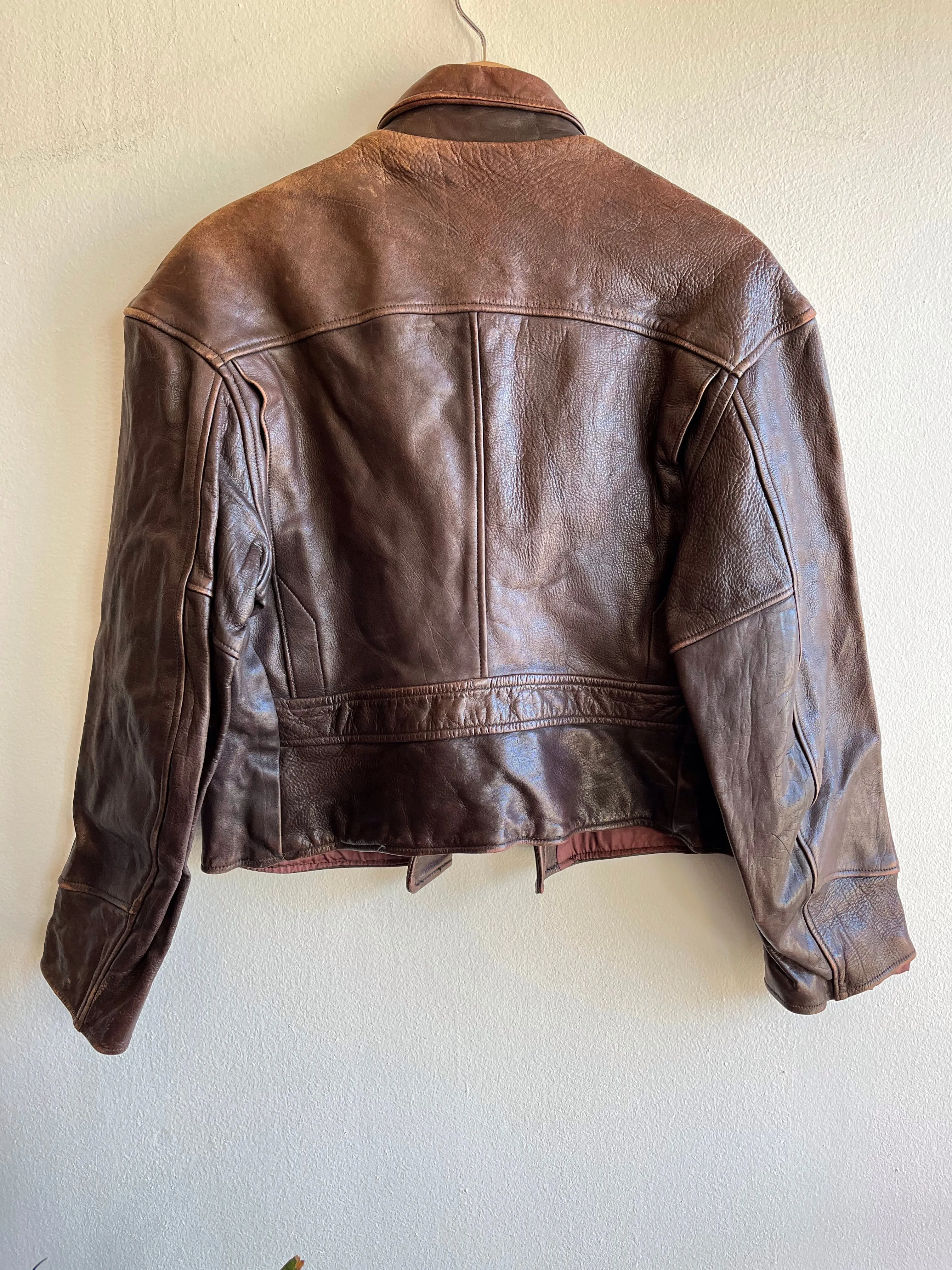 Vintage 1950s Half-Belt Horsehide Cropped Jacket