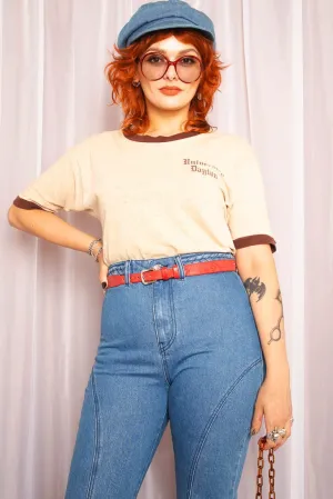 Vintage 1970s Cream Ringer T-Shirt