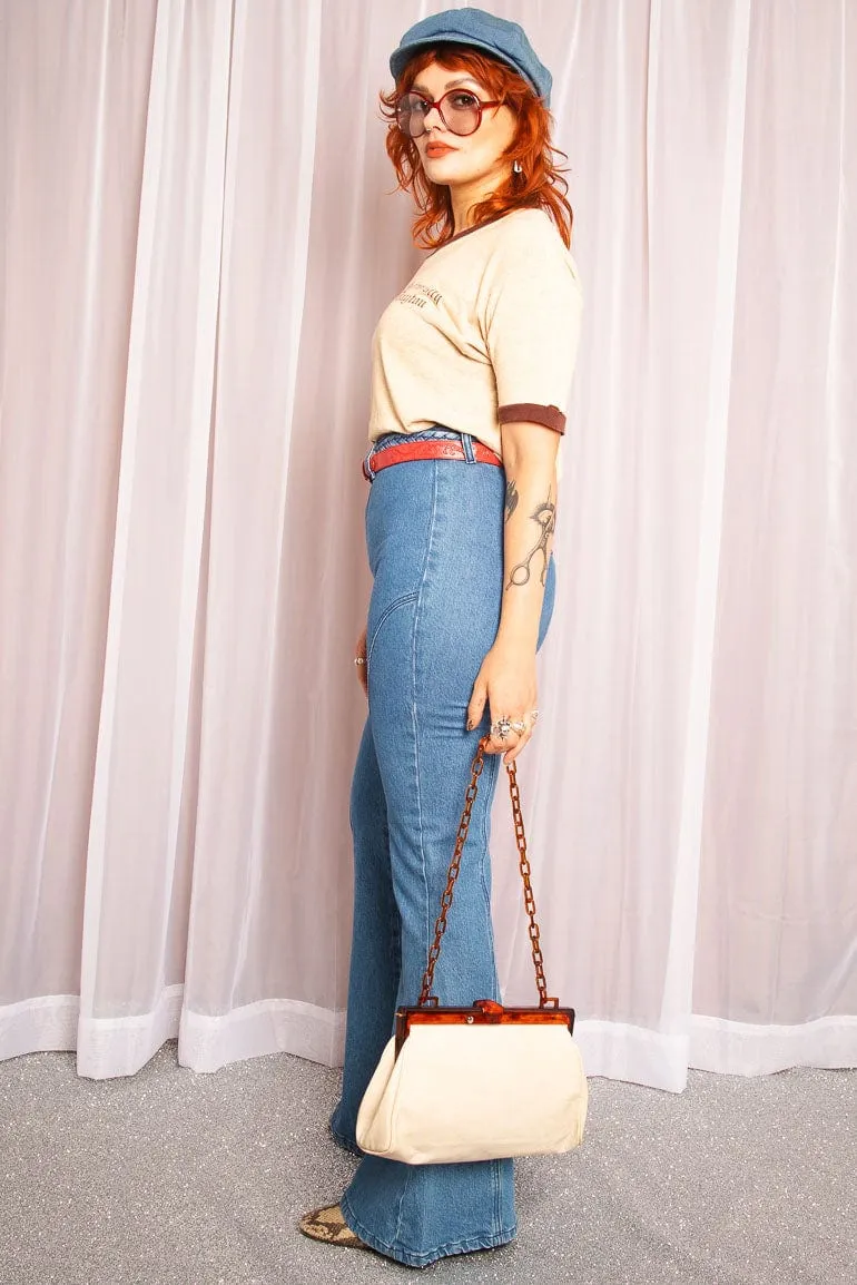 Vintage 1970s Cream Ringer T-Shirt