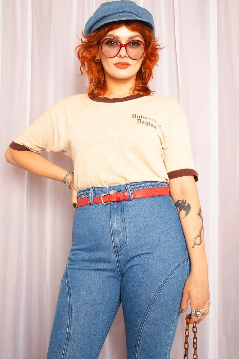 Vintage 1970s Cream Ringer T-Shirt
