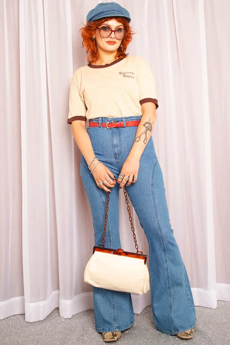 Vintage 1970s Cream Ringer T-Shirt