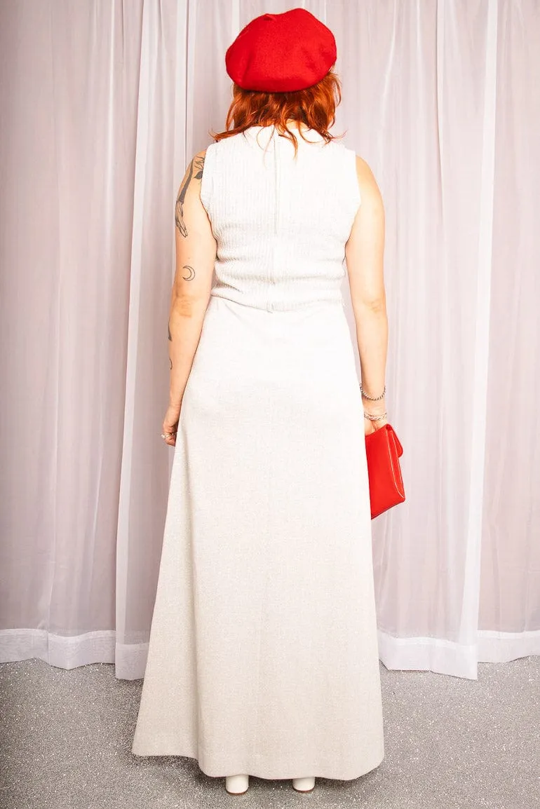 Vintage 1970s Silver Sleeveless Maxi Dress