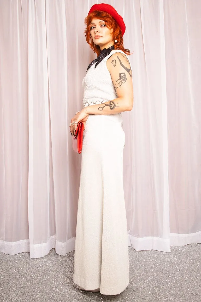 Vintage 1970s Silver Sleeveless Maxi Dress