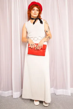 Vintage 1970s Silver Sleeveless Maxi Dress