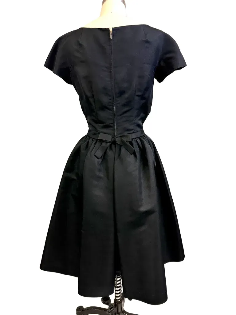 Vintage Black Silk Faille Cocktail Dress W/Jacket  Branell 1950S 34-26-Free