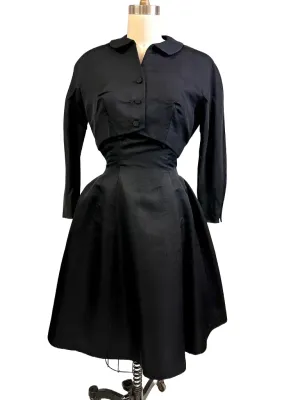 Vintage Black Silk Faille Cocktail Dress W/Jacket  Branell 1950S 34-26-Free