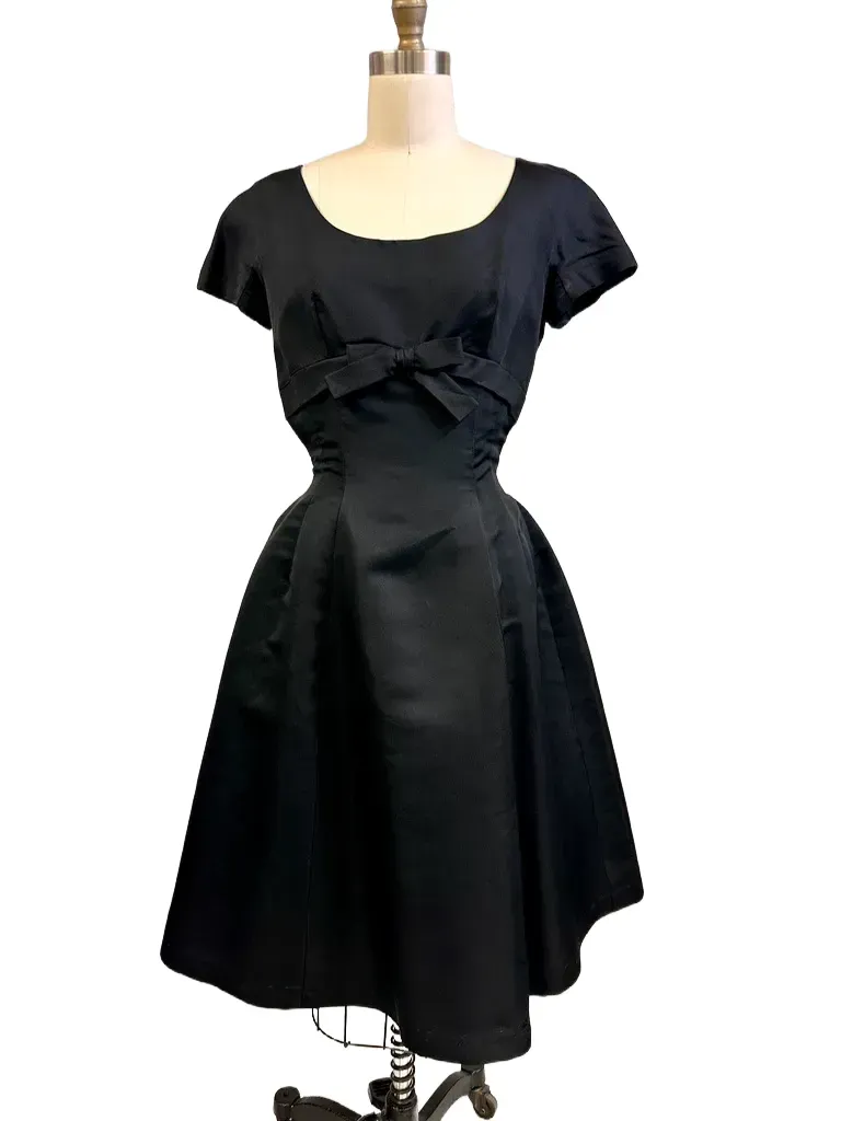 Vintage Black Silk Faille Cocktail Dress W/Jacket  Branell 1950S 34-26-Free