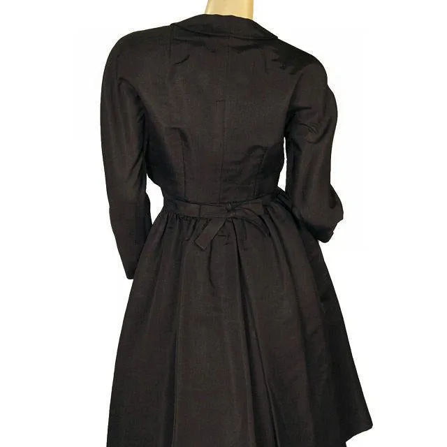 Vintage Black Silk Faille Cocktail Dress W/Jacket  Branell 1950S 34-26-Free