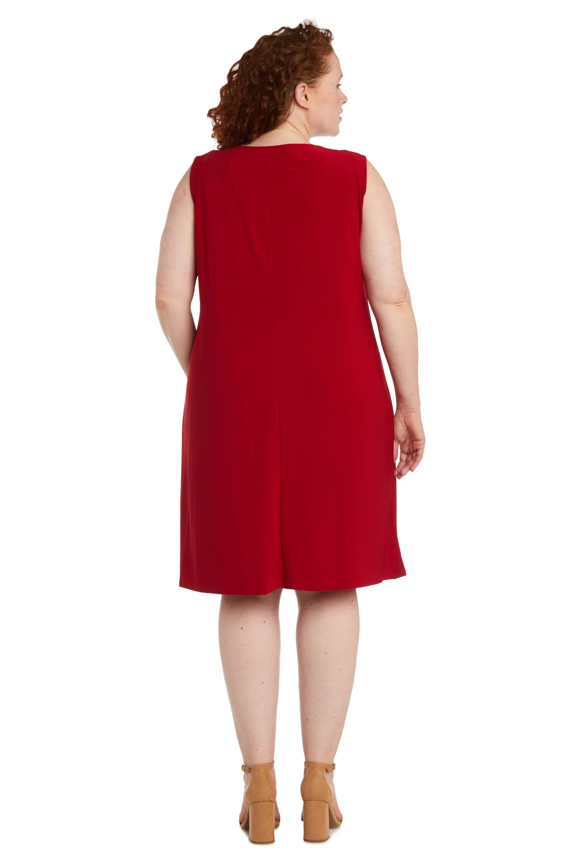 Women Plus Size Two-Piece Beaded Neckline Jacket Dress with Sheer Sleeves