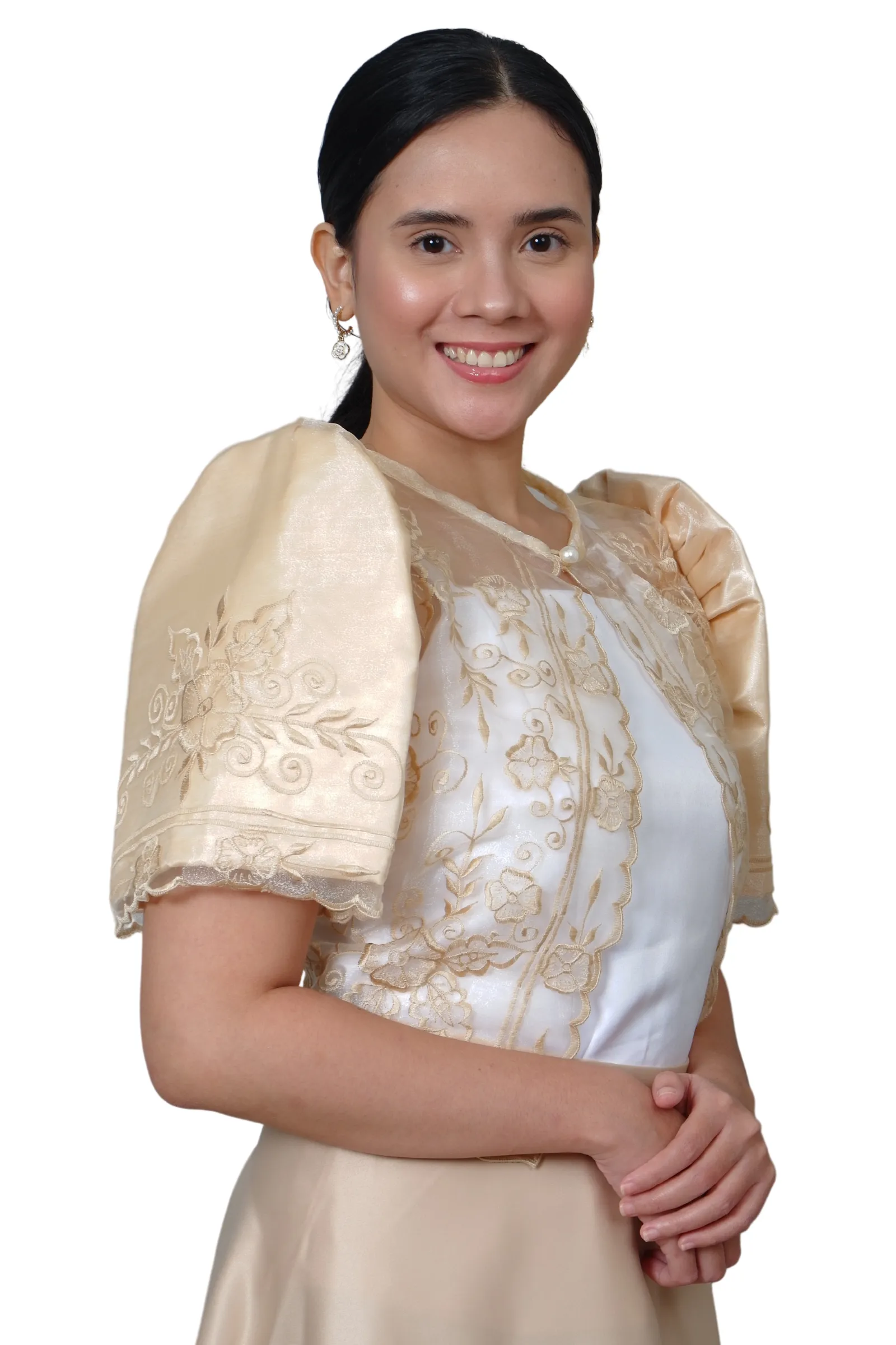 Women's Silk Cocoon Beige Modern Filipiniana  Bolero - JK06