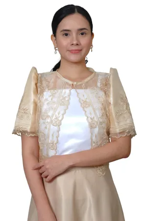Women's Silk Cocoon Beige Modern Filipiniana  Bolero - JK06