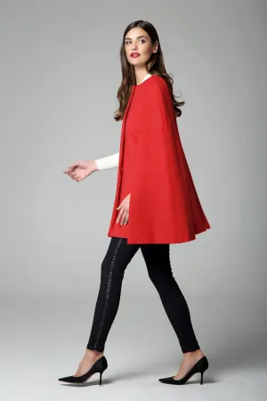 Wool and cashmere-blend cape coat in red