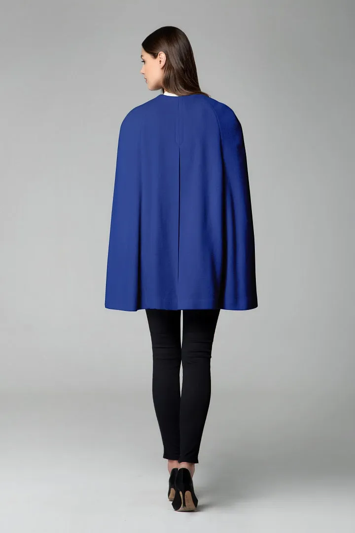 Wool and cashmere-blend cape coat in royal blue